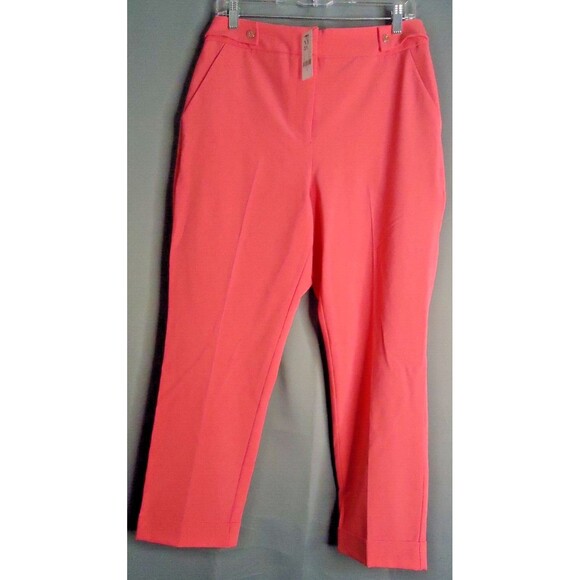 New York & Co Flat Front Dress Pants Hot Pink Womens Size 8 Barbie Core - Picture 2 of 9